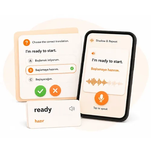 Personalized quiz and shadowing practice based on learning activity